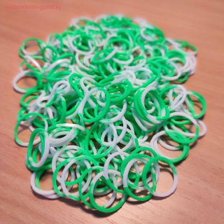 RAINBOW LOOM gumičky ZELENOBÍLÉ neonové